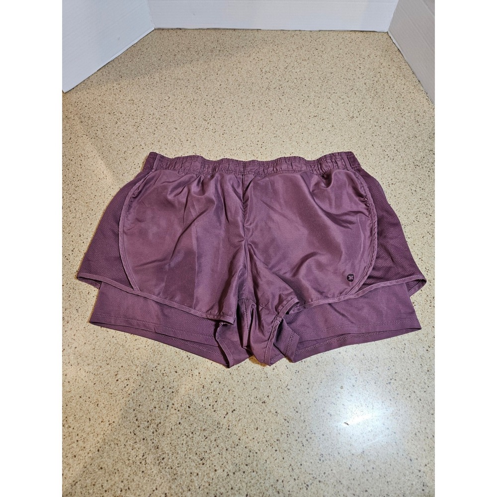 RBX Active X-Dri Women Purple Running Shorts Large Mesh Panels Athletic Workout